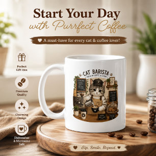 Tasse Chat Barista Amateur de Café Mignon Café F
