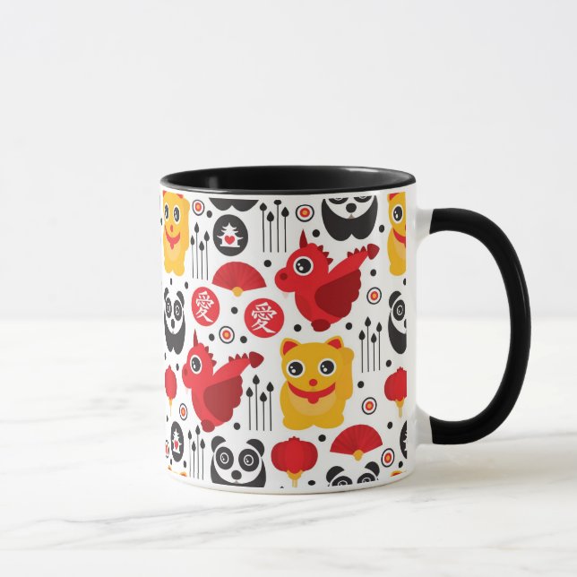 Tasse Chat, dragon, et panda chanceux de la Chine (Droite)