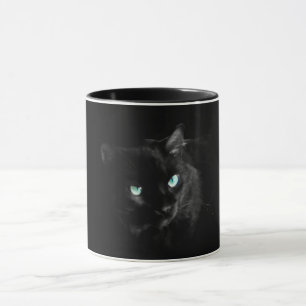 Tasse Chat noir avec yeux bleus