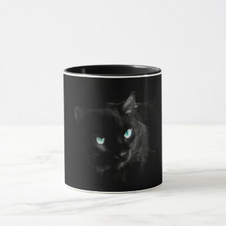 Tasse Chat noir avec yeux bleus