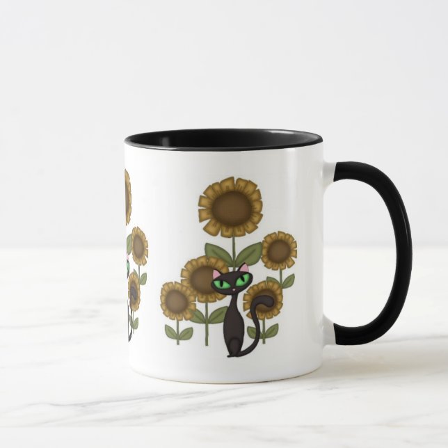 Tasse Chat noir de tournesol (Droite)