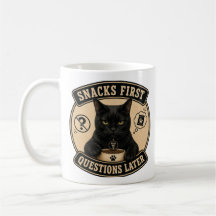 Tasse Chat Noir | Snacks d'abord, questions plus t