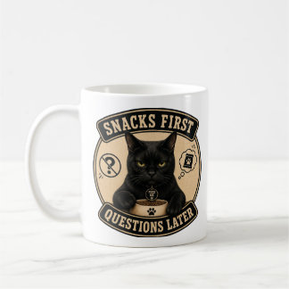 Tasse Chat Noir | Snacks d'abord, questions plus t
