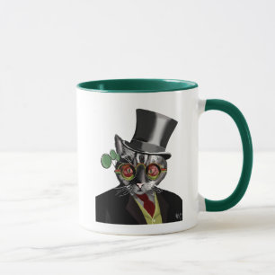 Tasse Chat Steampunk - Chapeau supérieur et verres jaune