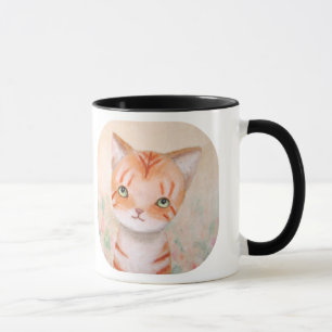 Tasse Chat tigré orange au pastel chic mignon de jardin