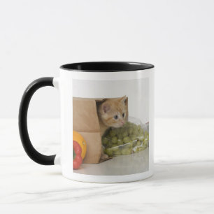 Tasse Chaton à l'intérieur de sac d'épicerie