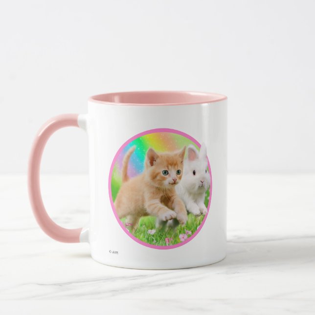 Tasse Chaton et lapin avec l'arc-en-ciel (Gauche)