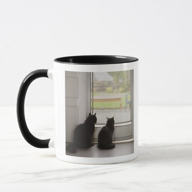 Tasse Chats regardant la porte grillagée (Gauche)