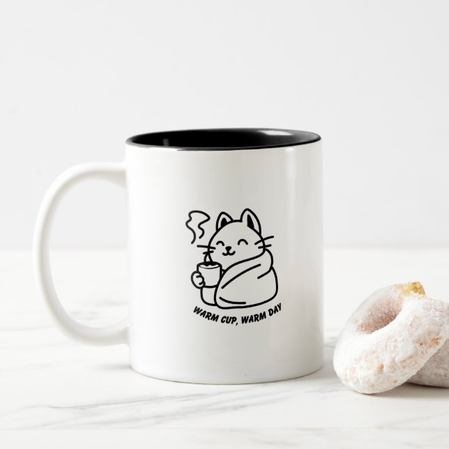 Tasse Chaude, Jour Chaleur – Mug Chat Confortable  (Avec donut)