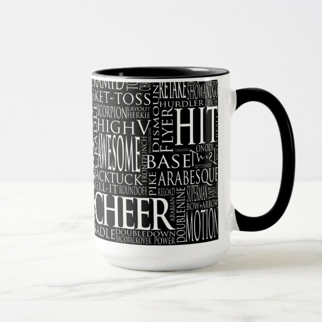 Tasse Cheerleading de nuage de mot en noir et (Droite)