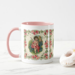 Tasse Cherub victorien de la Saint-Valentin vintage au t