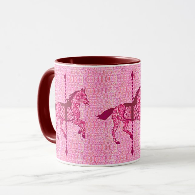 Tasse Cheval de carrousel - rose de fuchsia (Devant gauche)