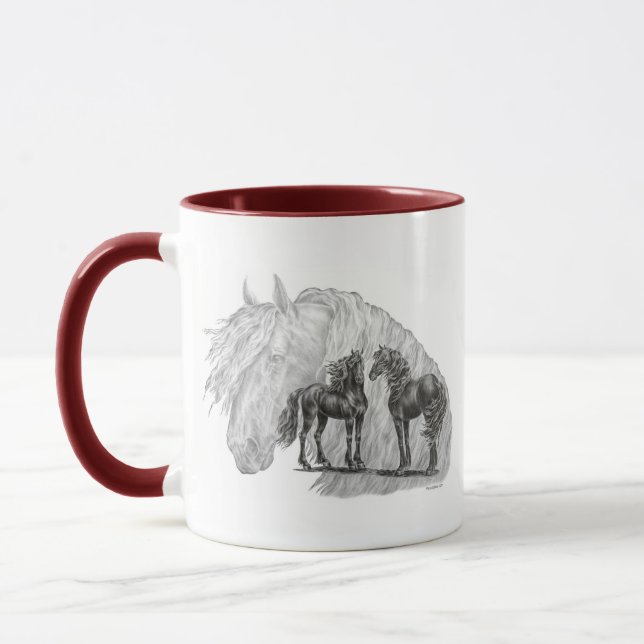 Tasse Cheval friésien Noir Manes Tails (Gauche)