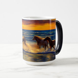 Tasse Chevaux Au Coucher Du Soleil