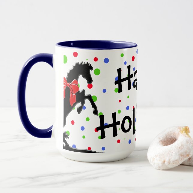 Tasse Chevaux Coeur Pointe Polka (Vacances) (Avec donut)