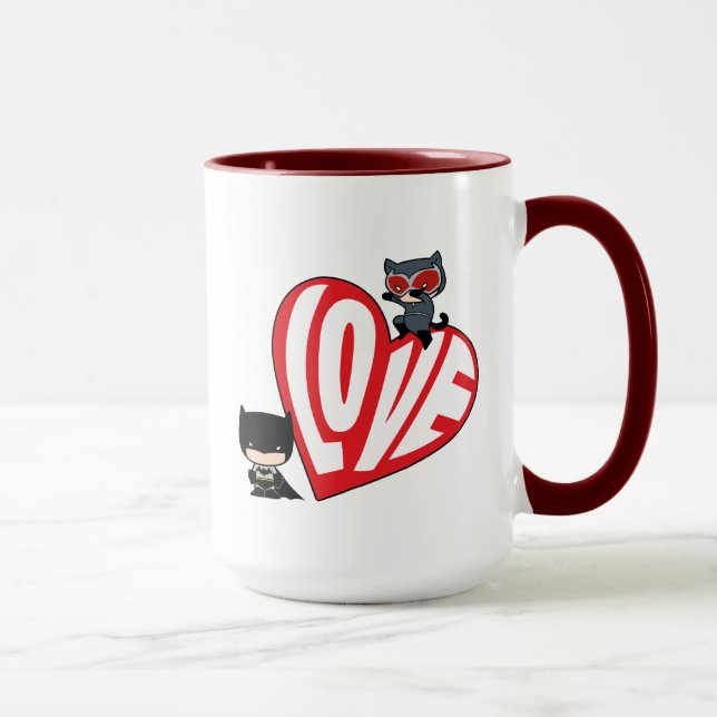 Tasse Chibi Catwoman rebondit sur Batman (Droite)