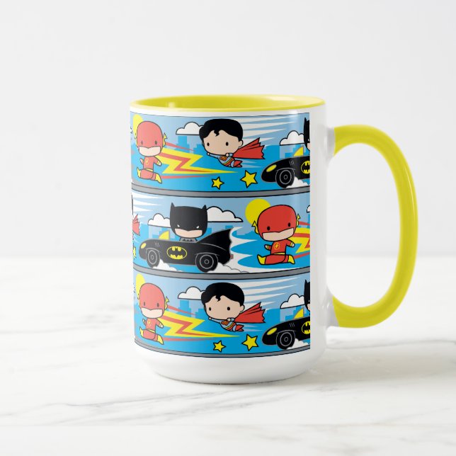 Tasse Chibi Flash, Superman et Batman Racing Motif (Droite)