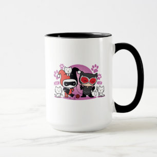 Tasse Chibi Harley Quinn & Chibi Catwoman Avec Chats