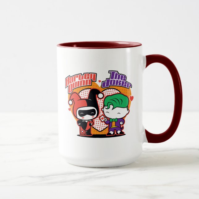 Tasse Chibi Harley Quinn & Chibi Joker Coeurs (Droite)