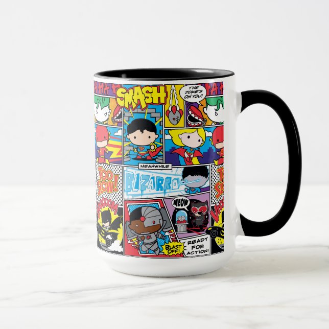 Tasse Chibi Justice League Motif de bande dessinée (Droite)