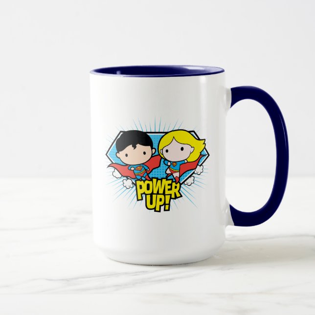 Tasse Chibi Superman & Chibi Supergirl Power Up! (Droite)
