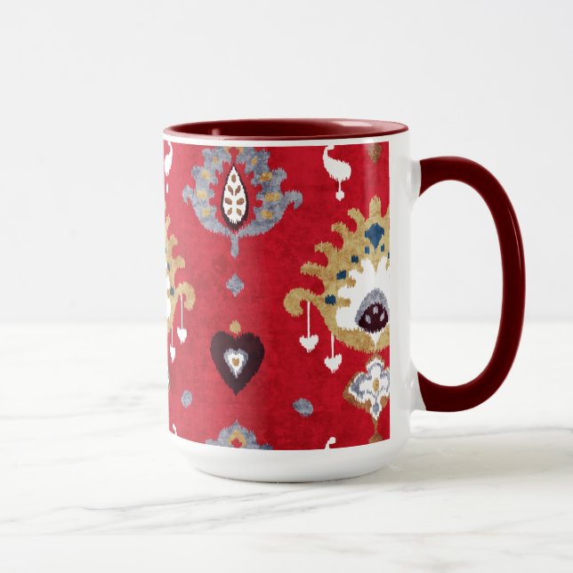 Tasse Chic crammson rouge jaune ikat motif tribal (Droite)