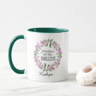Tasse Chic Lilac Wreath Mère de la typographie BRIDE