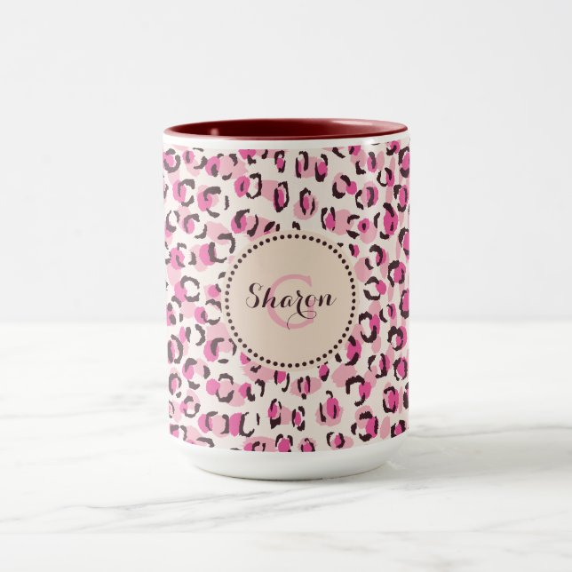 Tasse Chic moderne chic guépard imprimé motif monogramme (Centre)