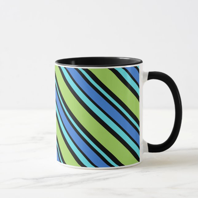 Tasse Chic Ringer Mug, Bleu Lunes Frappes Transat (Droite)