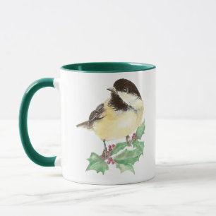 Tasse Chickadee mignon de Noël, Oiseau, Faune sainte