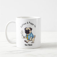 Tasse Chien Carlin Drôle Costume D'affaires Café