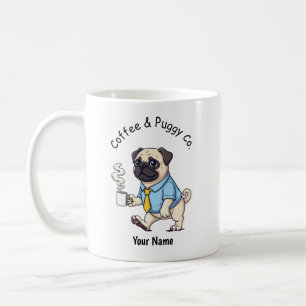 Tasse Chien Carlin Drôle Costume D'affaires Café 