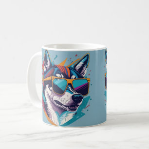 Tasse Chien Cool Coloré Avec Lunettes de Soleil Vi