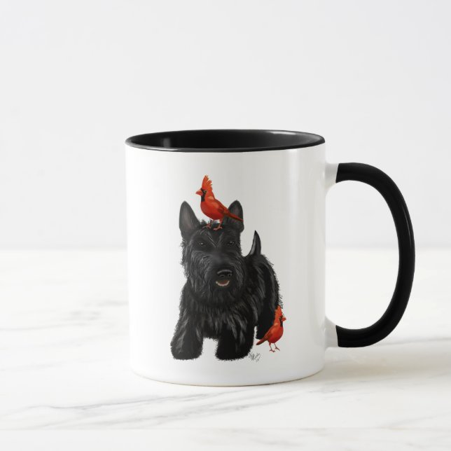 Tasse Chien écossais et Oiseaux rouges (Droite)