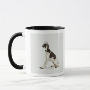Tasse Chien se reposant avec un diadème sur la tête