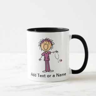 Tasse Chiffre femelle blanc T-shirts et cadeau de bâton
