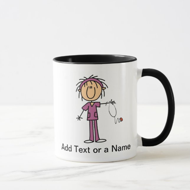 Tasse Chiffre femelle blanc T-shirts et cadeau de bâton (Droite)