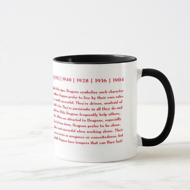 TASSE CHINOISE D'HOROSCOPE DE DRAGON DE ZODIAQUE (Droite)