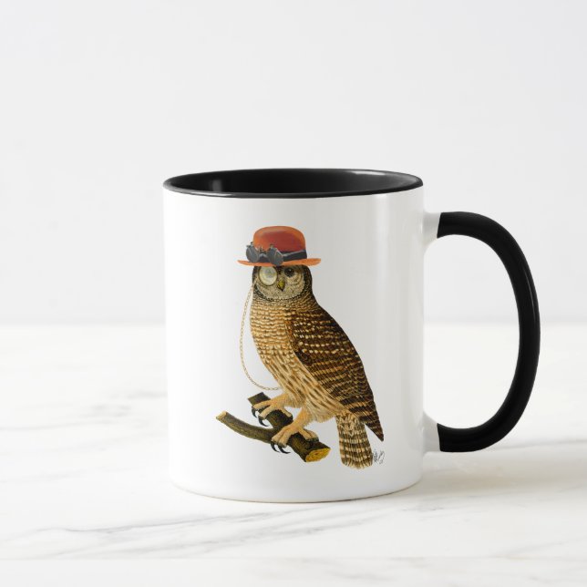 Tasse Chouette avec Casquette Bowler style Steampunk (Droite)