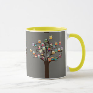 Tasse Chouette Cute Sur L'Arbre ARRIÈRE - PLAN