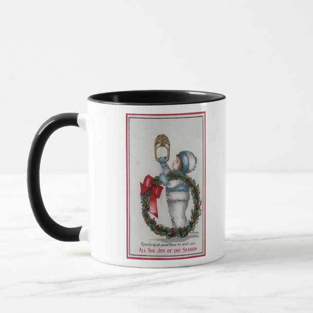 Tasse ChristmasKid Holding Wreath Knocking (Gauche)