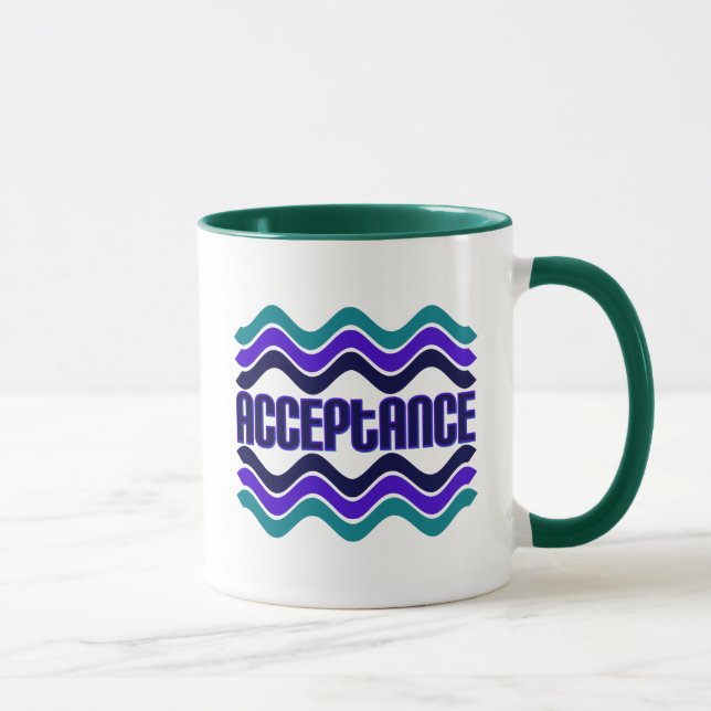 Tasse Citation d'acceptation en bleu vert violet (Droite)