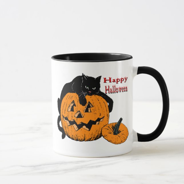 Tasse Citrouille de chat noir (Droite)