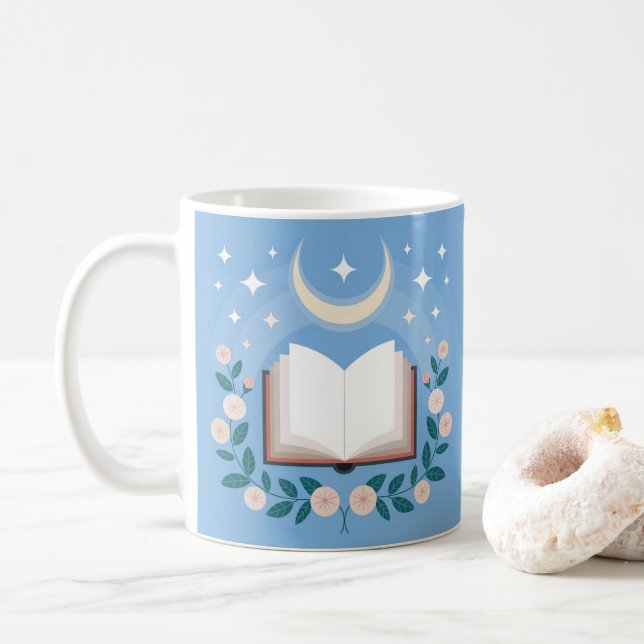 Tasse Classique Amant de Livre Fleurs de Lune Ciel (Avec donut)