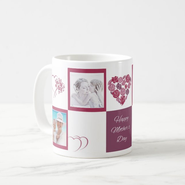 Tasse classique blanche heureuse du jour de mère (Devant gauche)