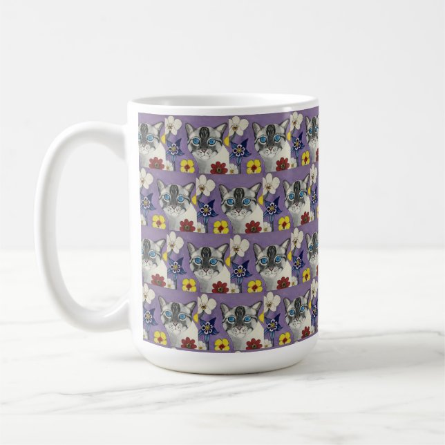 Tasse classique chat et fleurs, 444 ml (Gauche)
