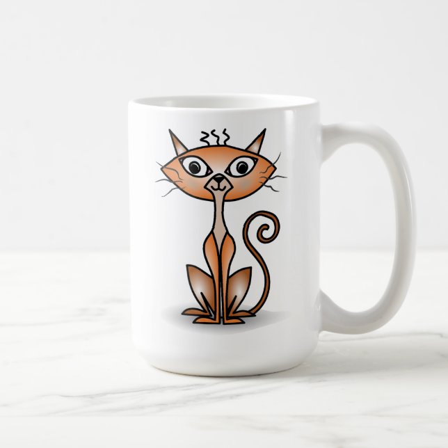 Tasse classique chat orange fou (Droite)