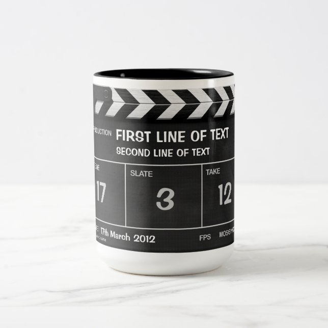 Tasse CLASSIQUE de CLAQUETTE avec votre texte (Centre)
