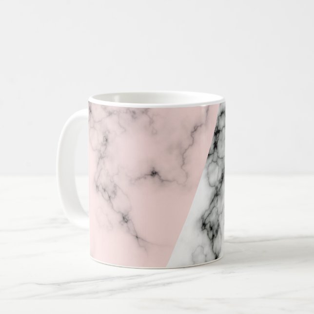 Tasse classique de marbre rose/blanche (Devant gauche)