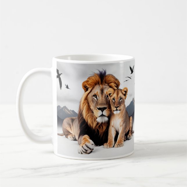 Tasse Classique Photoréaliste Lionceau - Papa  (Gauche)
